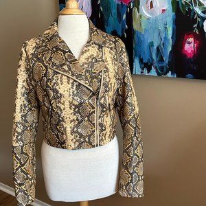 NWT Coalition LA Snake Skin Print Vegan Moto Jacket Size Large
